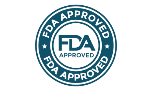 FDA registered facility badge — manufactured in FDA registered facility